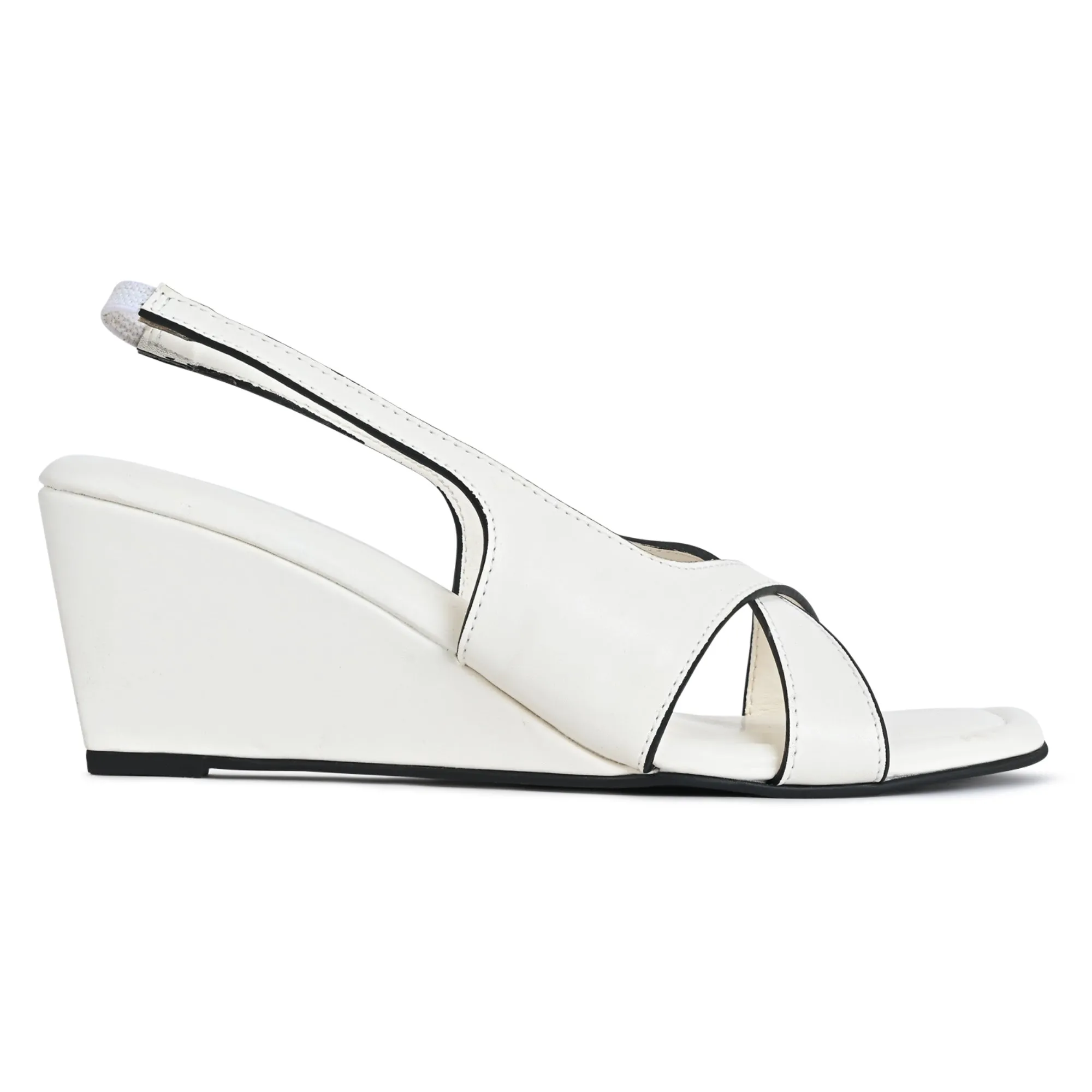 Criss Cross White Sandal Wedge