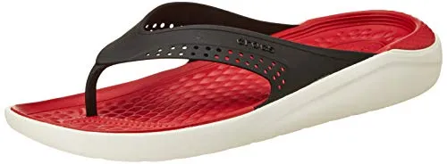Crocs Unisex Adult LiteRide Black/White Flip Flops Thong Sandals-M12 (205182-066)