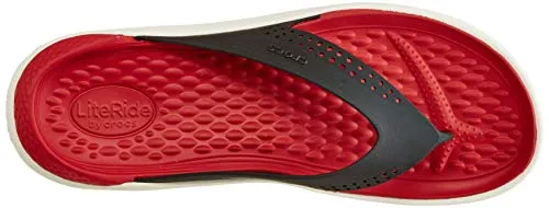 Crocs Unisex Adult LiteRide Black/White Flip Flops Thong Sandals-M12 (205182-066)
