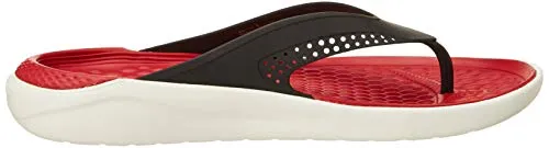 Crocs Unisex Adult LiteRide Black/White Flip Flops Thong Sandals-M12 (205182-066)