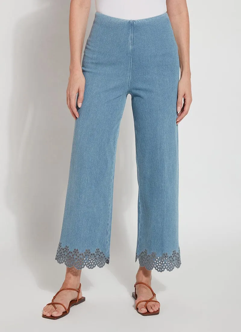 Cropped Embroidered Eyelet Wide Leg (26" Inseam)