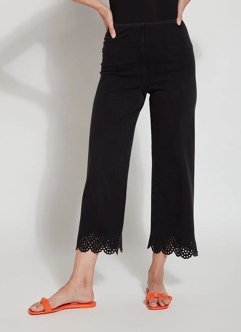 Cropped Embroidered Eyelet Wide Leg (26" Inseam)