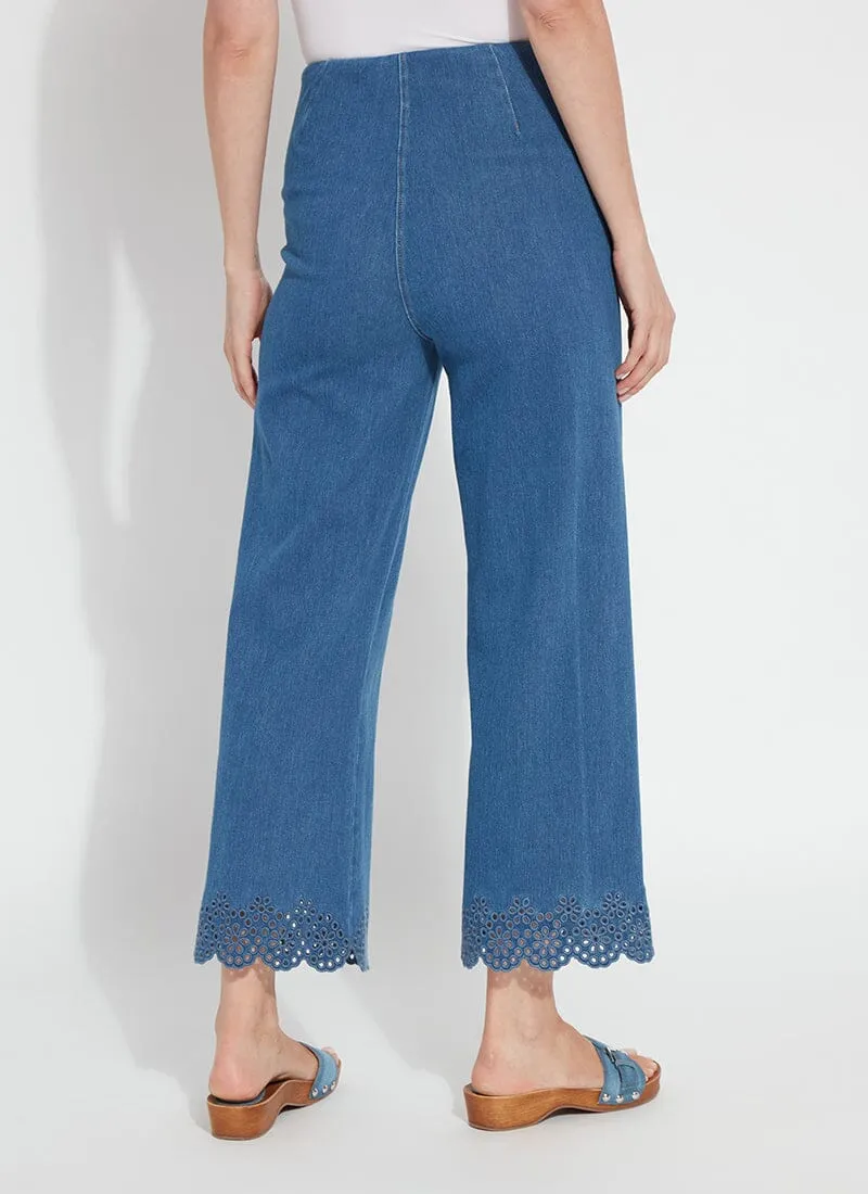 Cropped Embroidered Eyelet Wide Leg (26" Inseam)