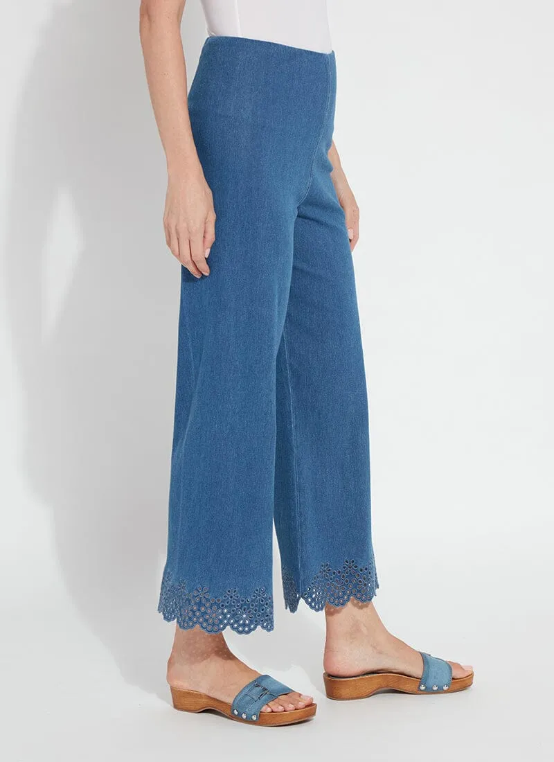 Cropped Embroidered Eyelet Wide Leg (26" Inseam)