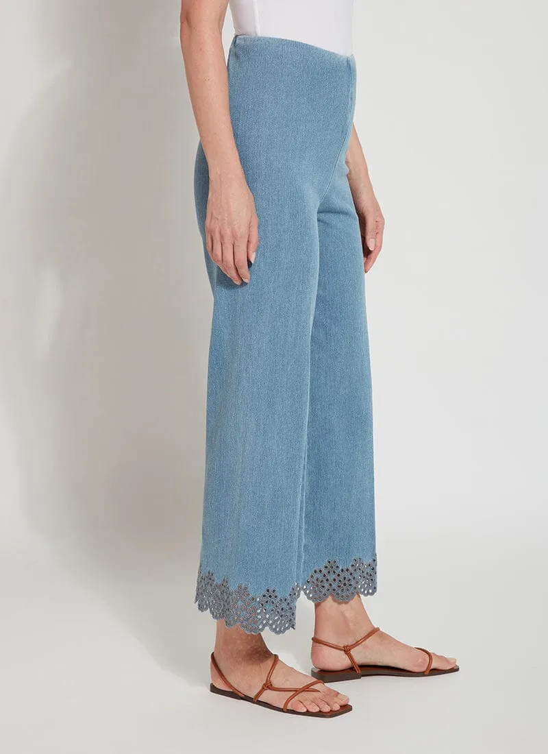 Cropped Embroidered Eyelet Wide Leg (26" Inseam)