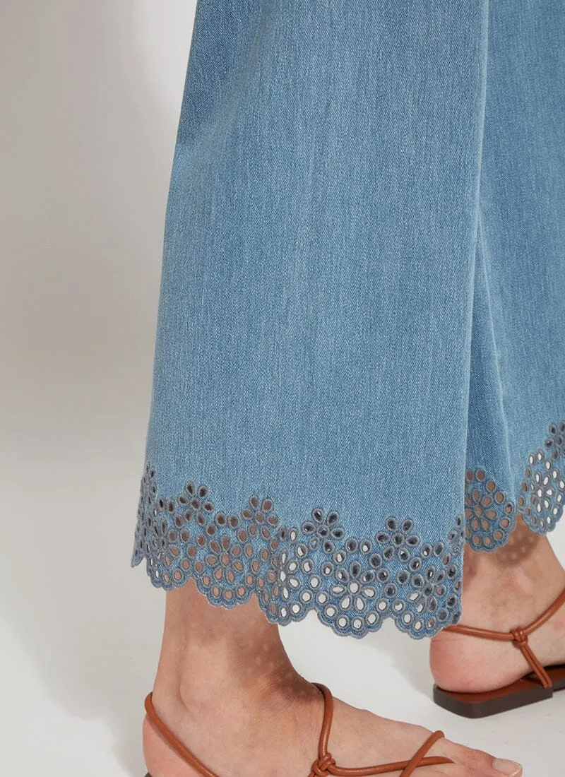 Cropped Embroidered Eyelet Wide Leg (26" Inseam)