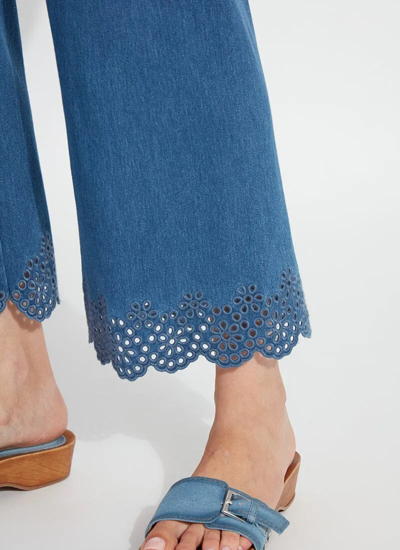 Cropped Embroidered Eyelet Wide Leg (26" Inseam)