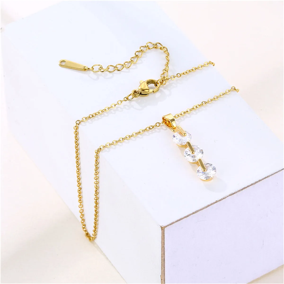 Crystal & 18K Gold-Plated Bar Pendant Necklace
