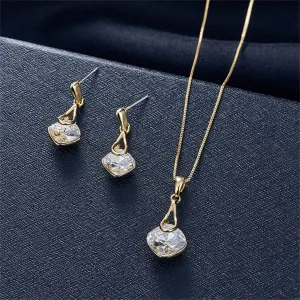 Crystal & 18K Gold-Plated Drop Earrings & Pendant Necklace