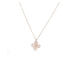 Crystal & 18K Rose Gold-Plated Clipped Clover Pendant Necklace