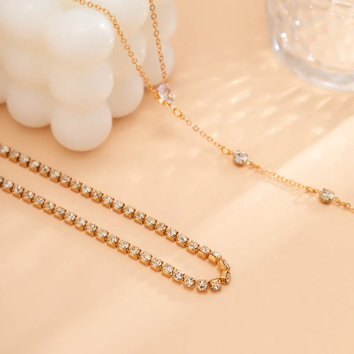 Crystal & Cubic Zirconia 18K Gold-Plated Drop Necklace Set