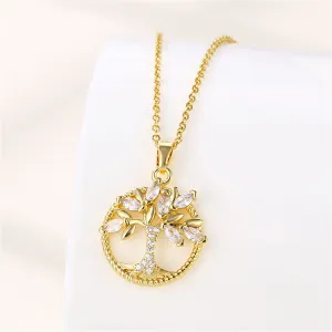Crystal & Cubic Zirconia 18K Gold-Plated Tree Pendant Necklace