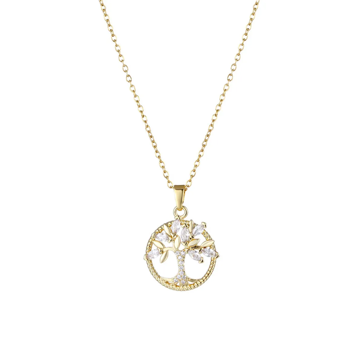 Crystal & Cubic Zirconia 18K Gold-Plated Tree Pendant Necklace