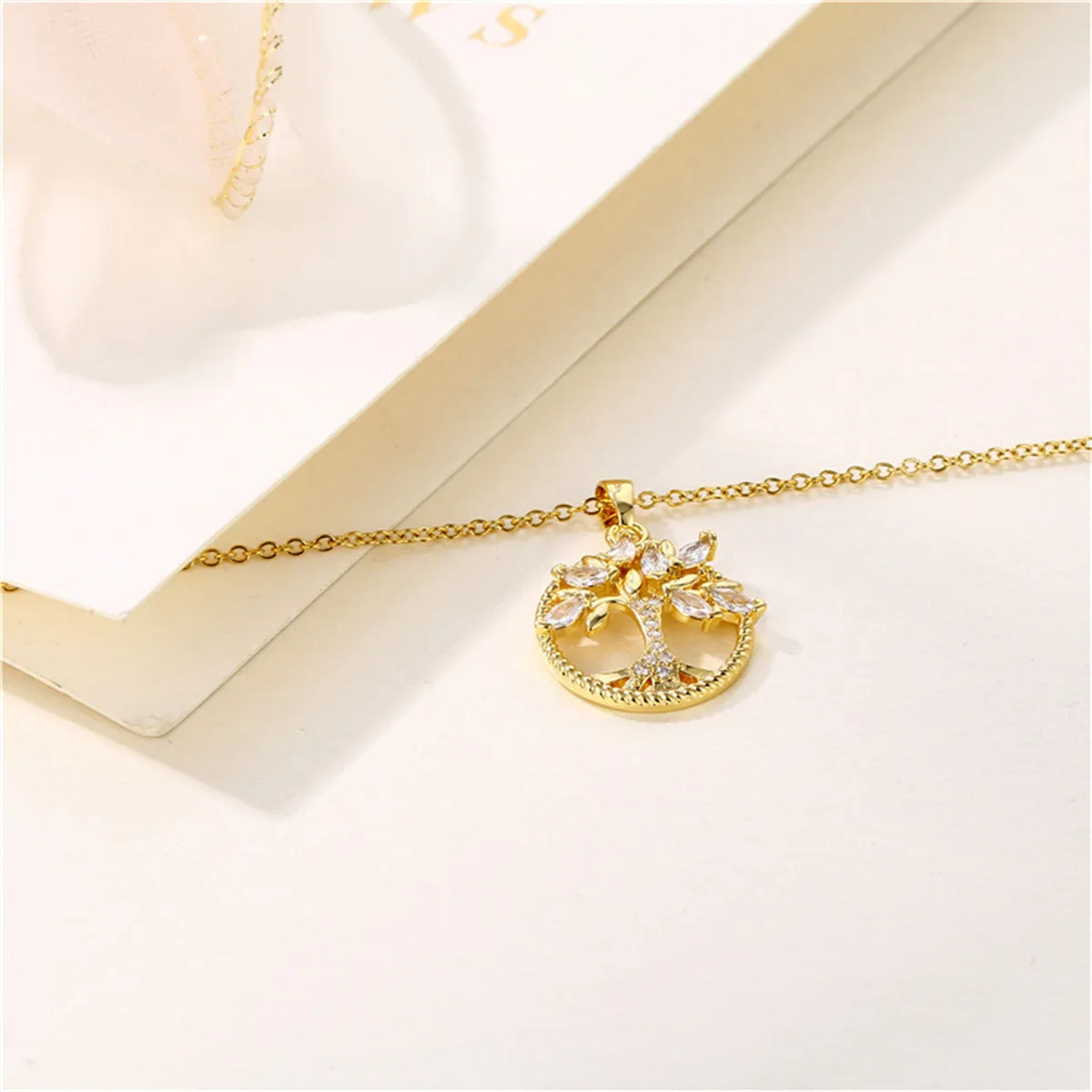 Crystal & Cubic Zirconia 18K Gold-Plated Tree Pendant Necklace