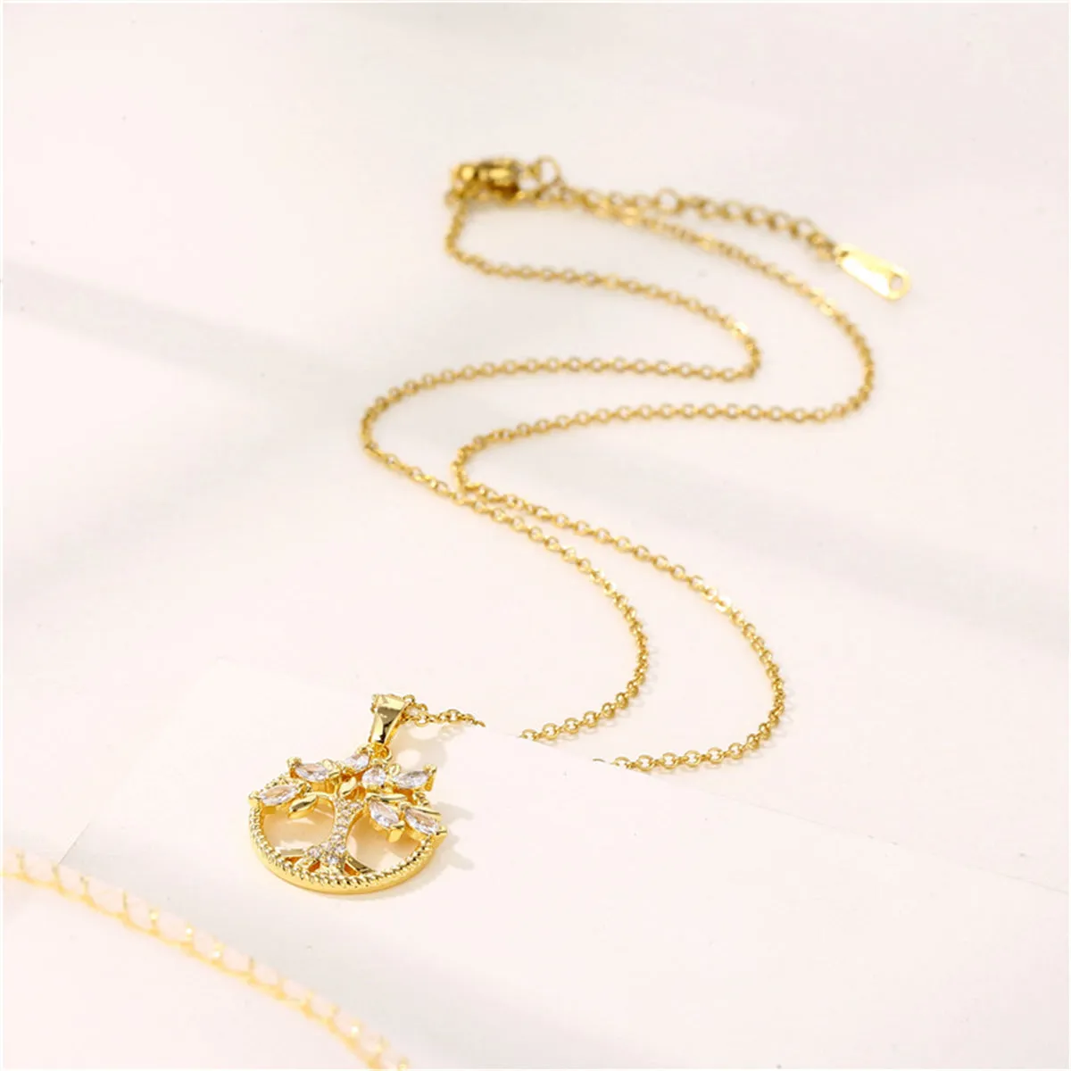Crystal & Cubic Zirconia 18K Gold-Plated Tree Pendant Necklace