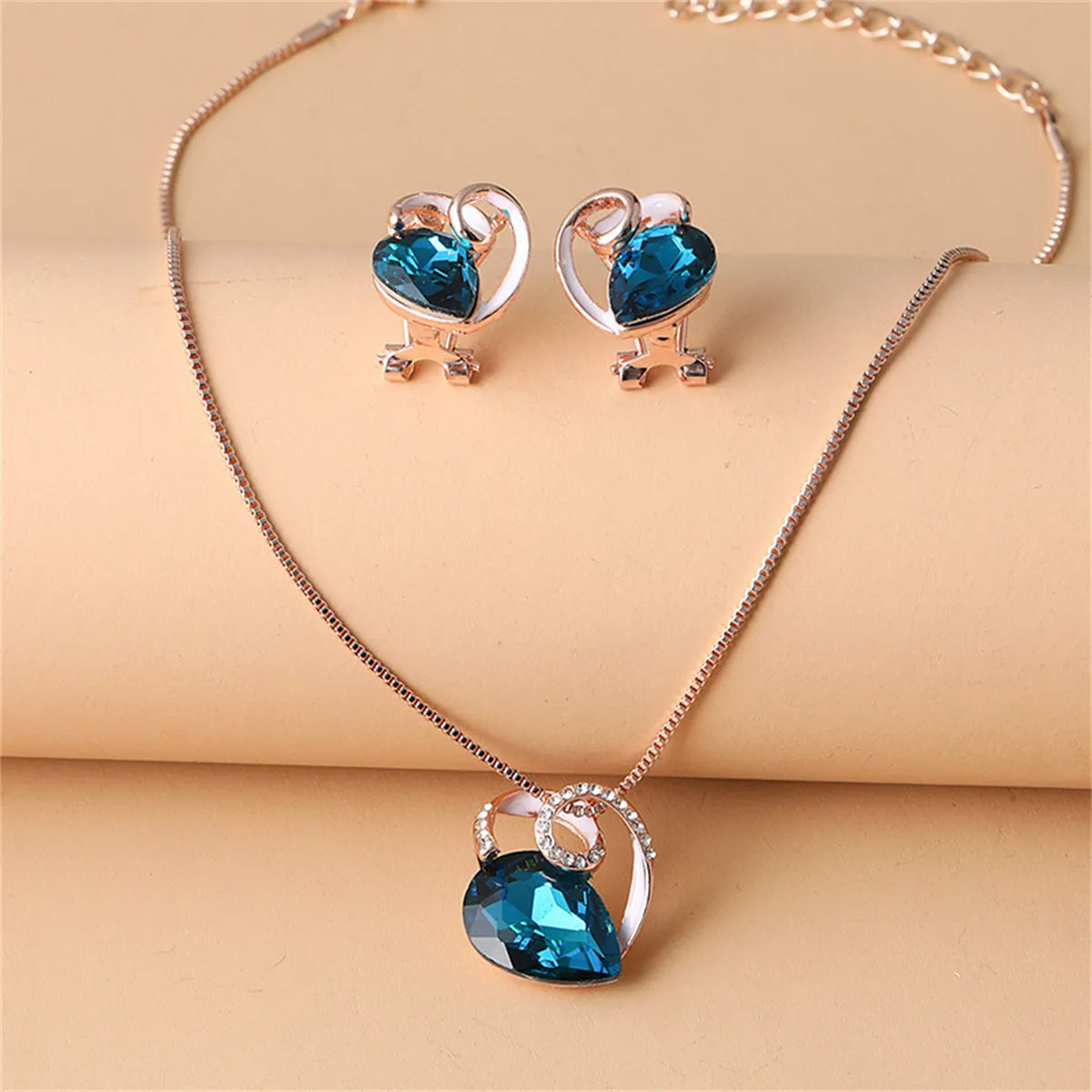 Crystal & Cubic Zirconia Stud Earrings & Pendant Necklace