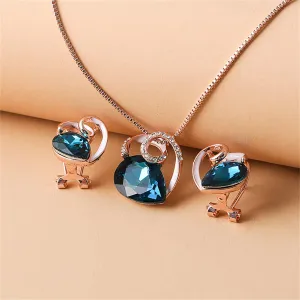 Crystal & Cubic Zirconia Stud Earrings & Pendant Necklace