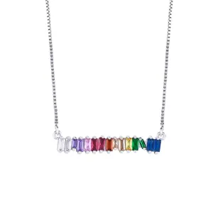 Crystal & Silver-Plated Bar Pendant Necklace