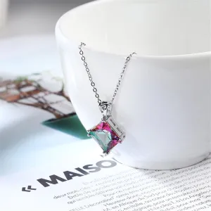 Crystal & Silver-Plated Princess-Cut Pendant Necklace