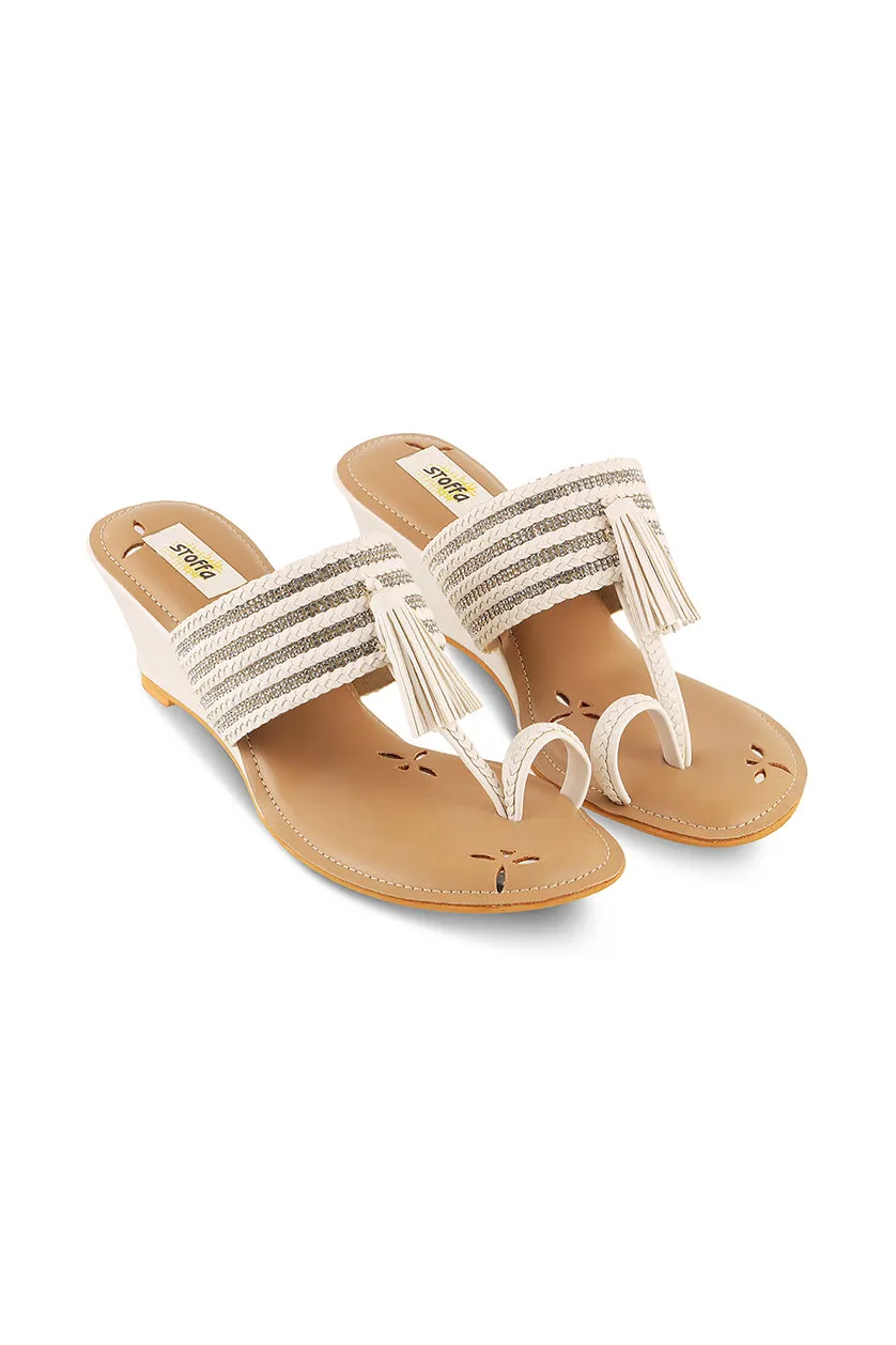 Crystal Braided Wedges Black