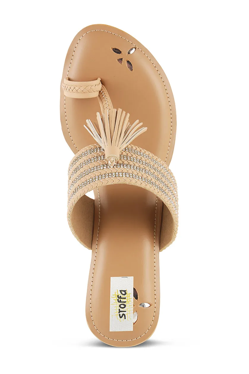 Crystal Braided Wedges Black