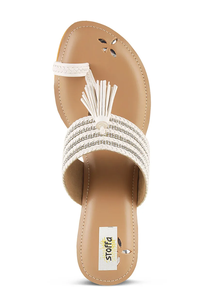 Crystal Braided Wedges Black