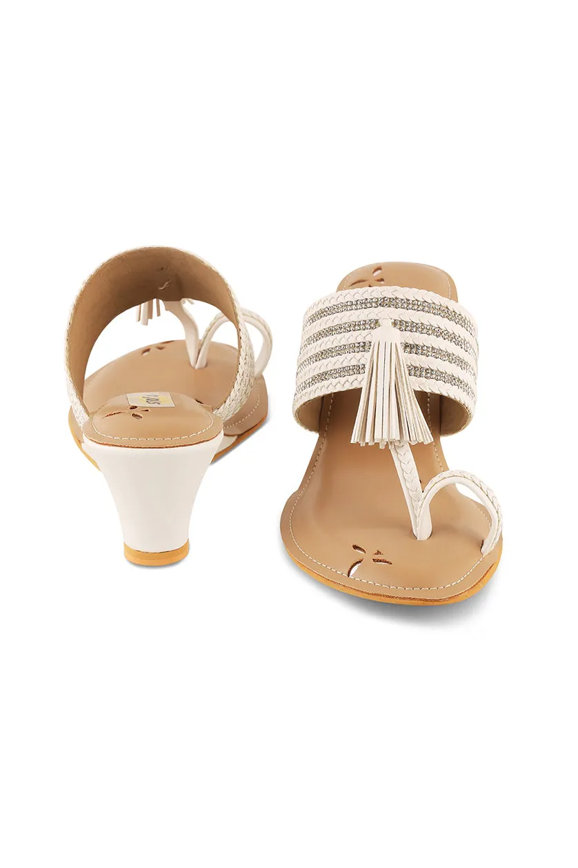 Crystal Braided Wedges Black