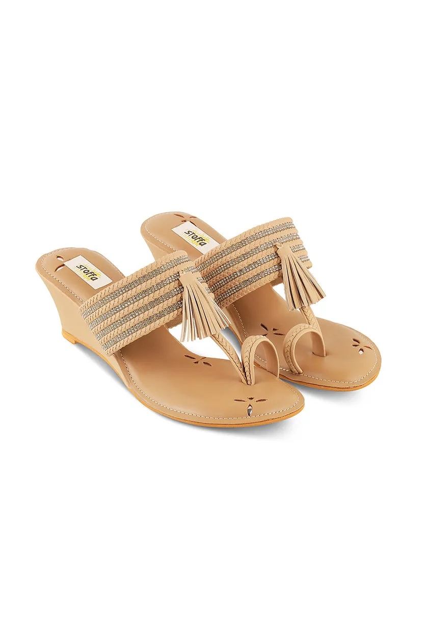 Crystal Braided Wedges Black