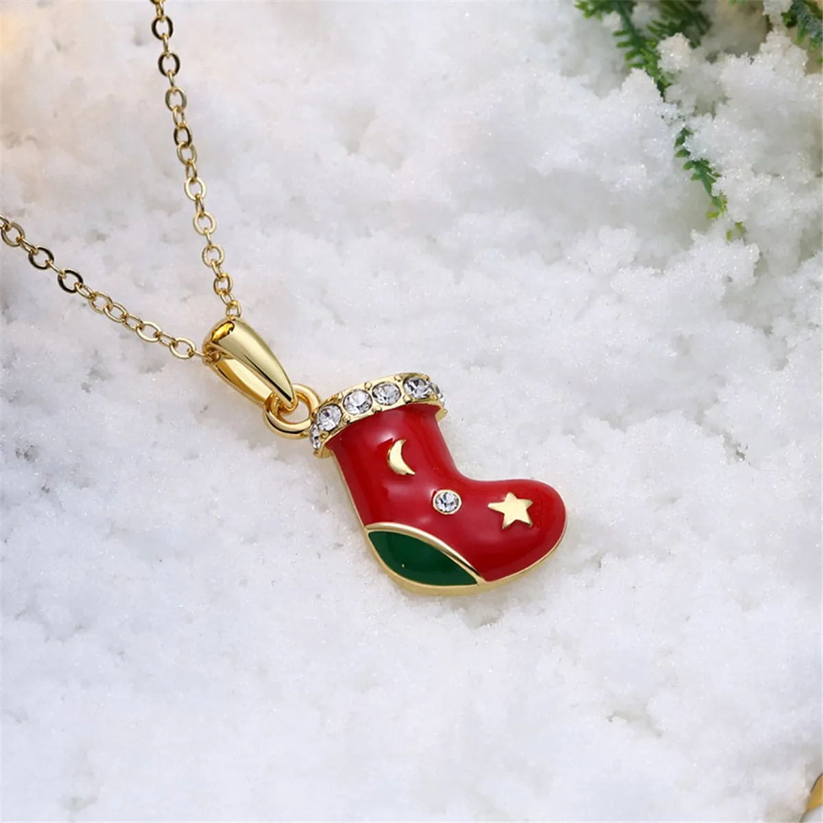 Cubic Zirconia & 18K Gold-Plated Boot Pendant Necklace