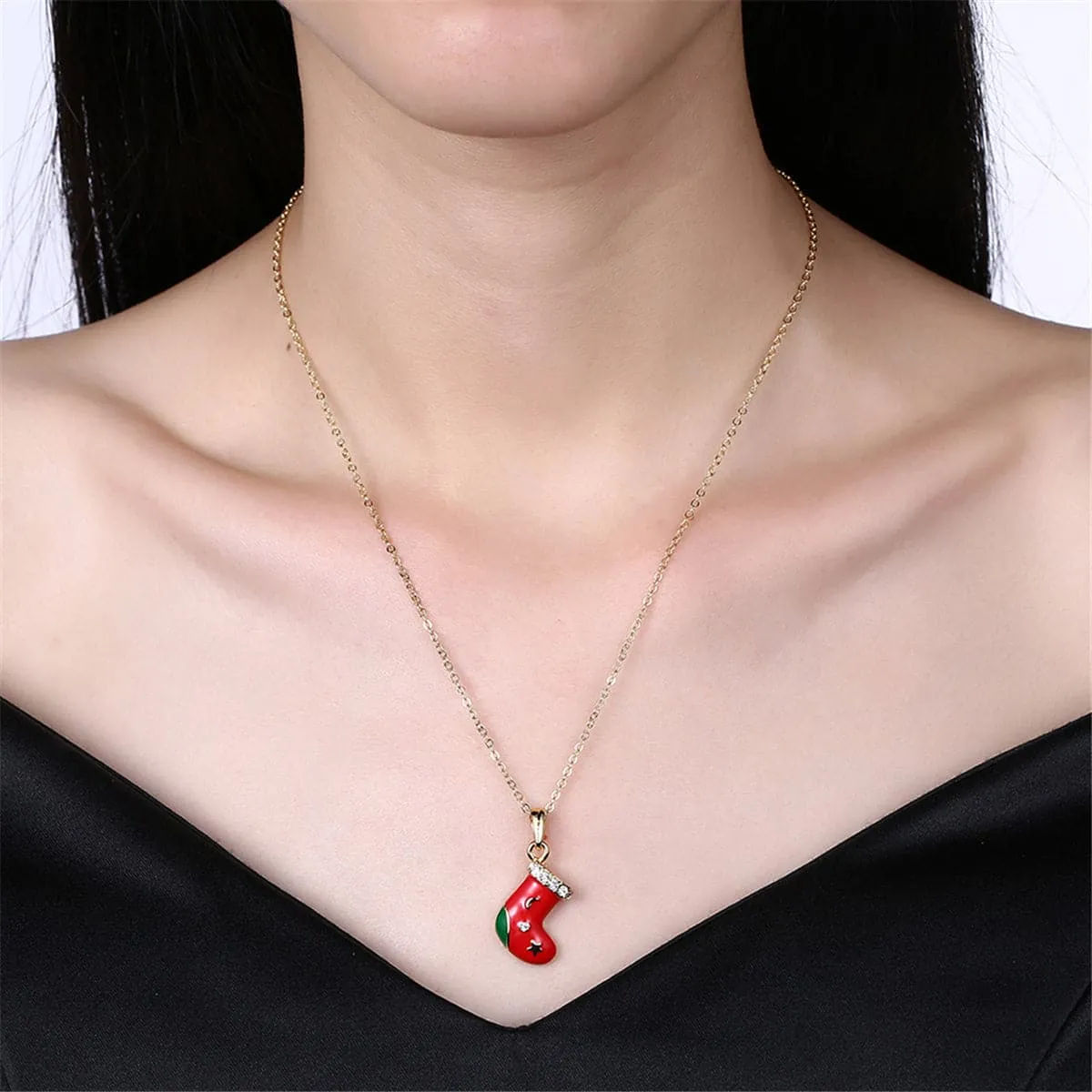 Cubic Zirconia & 18K Gold-Plated Boot Pendant Necklace