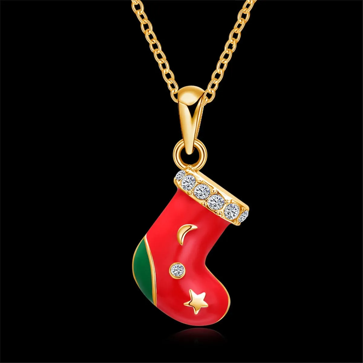 Cubic Zirconia & 18K Gold-Plated Boot Pendant Necklace
