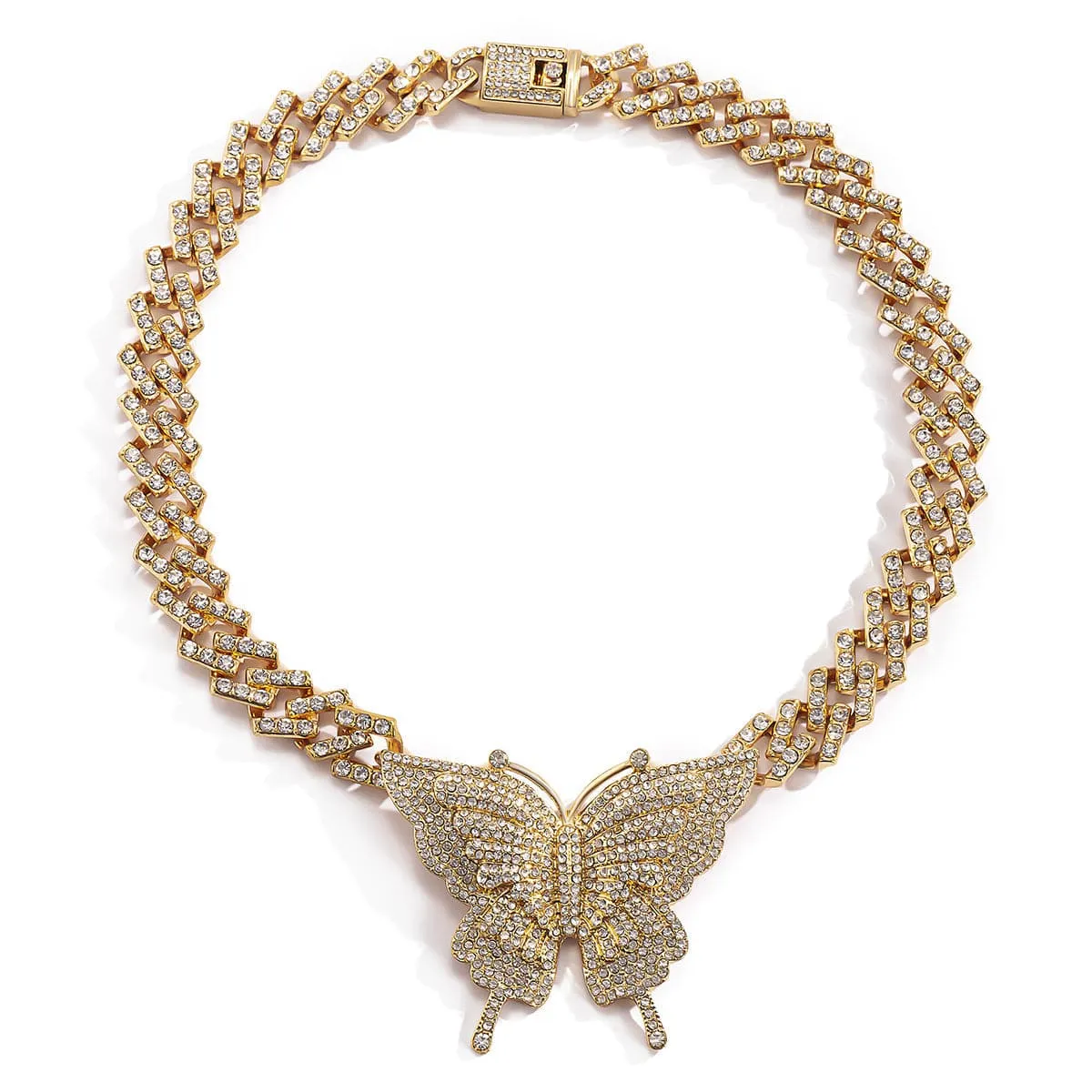 Cubic Zirconia & 18K Gold-Plated Butterfly Pendant Necklace