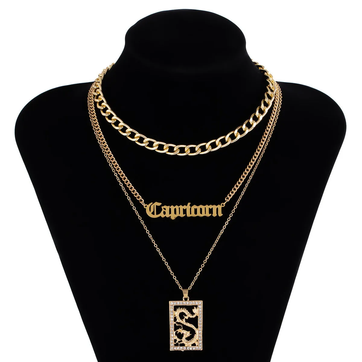 Cubic Zirconia & 18K Gold-Plated 'Capricorn' Pendant Necklace Set