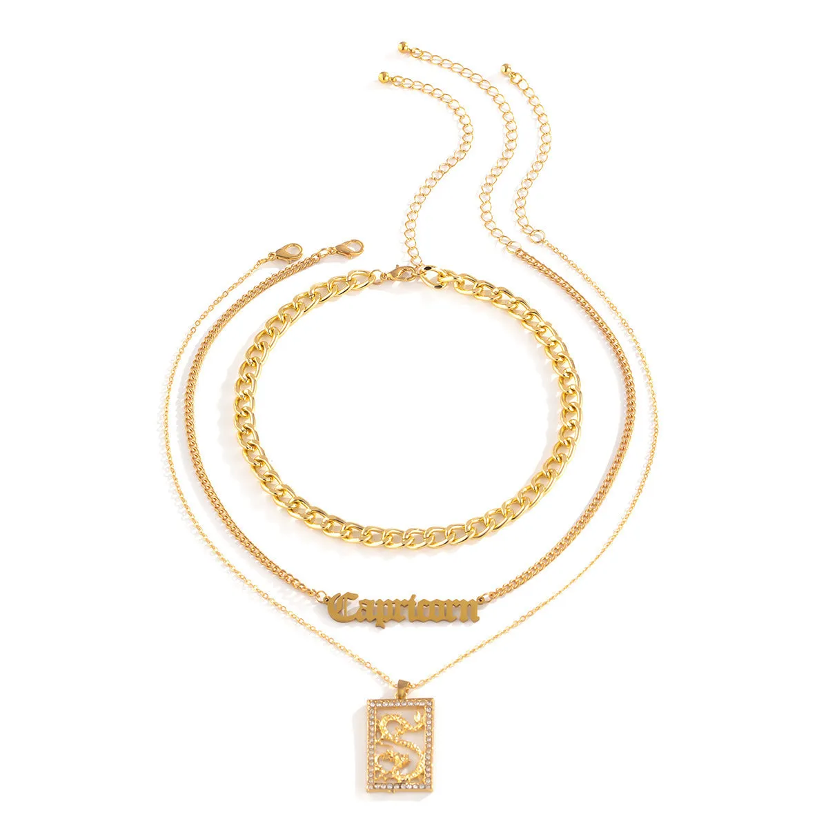 Cubic Zirconia & 18K Gold-Plated 'Capricorn' Pendant Necklace Set