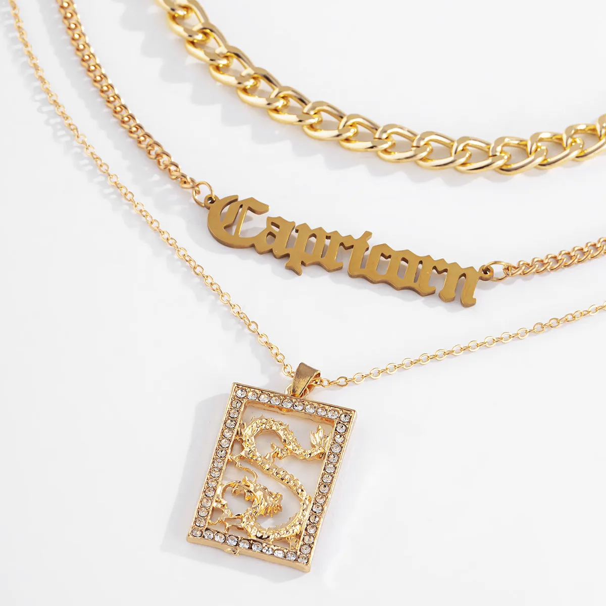 Cubic Zirconia & 18K Gold-Plated 'Capricorn' Pendant Necklace Set
