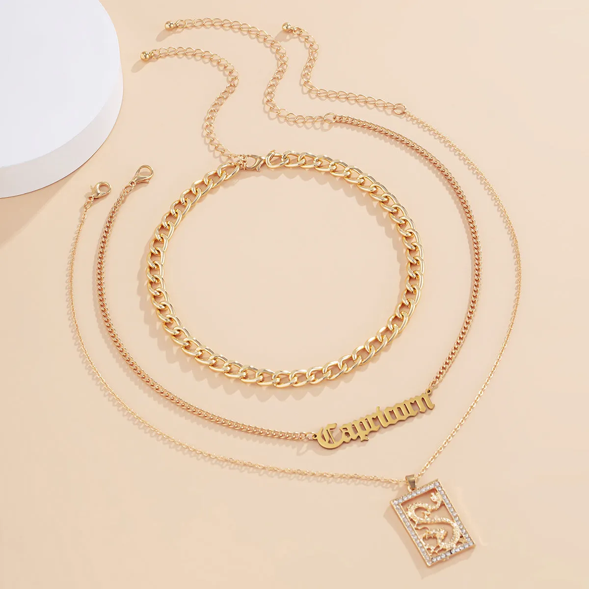 Cubic Zirconia & 18K Gold-Plated 'Capricorn' Pendant Necklace Set