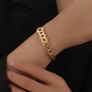 Cubic Zirconia & 18K Gold-Plated Curb Chain Cuff