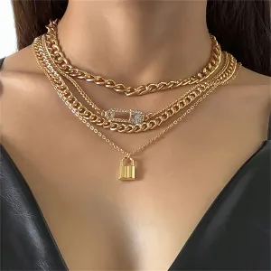 Cubic Zirconia & 18K Gold-Plated Curb Chain Four-Piece Necklace Set