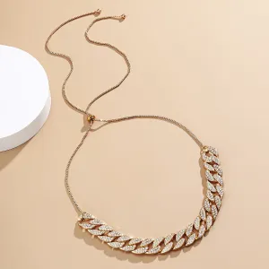 Cubic Zirconia & 18K Gold-Plated Figaro Link Statement Necklace