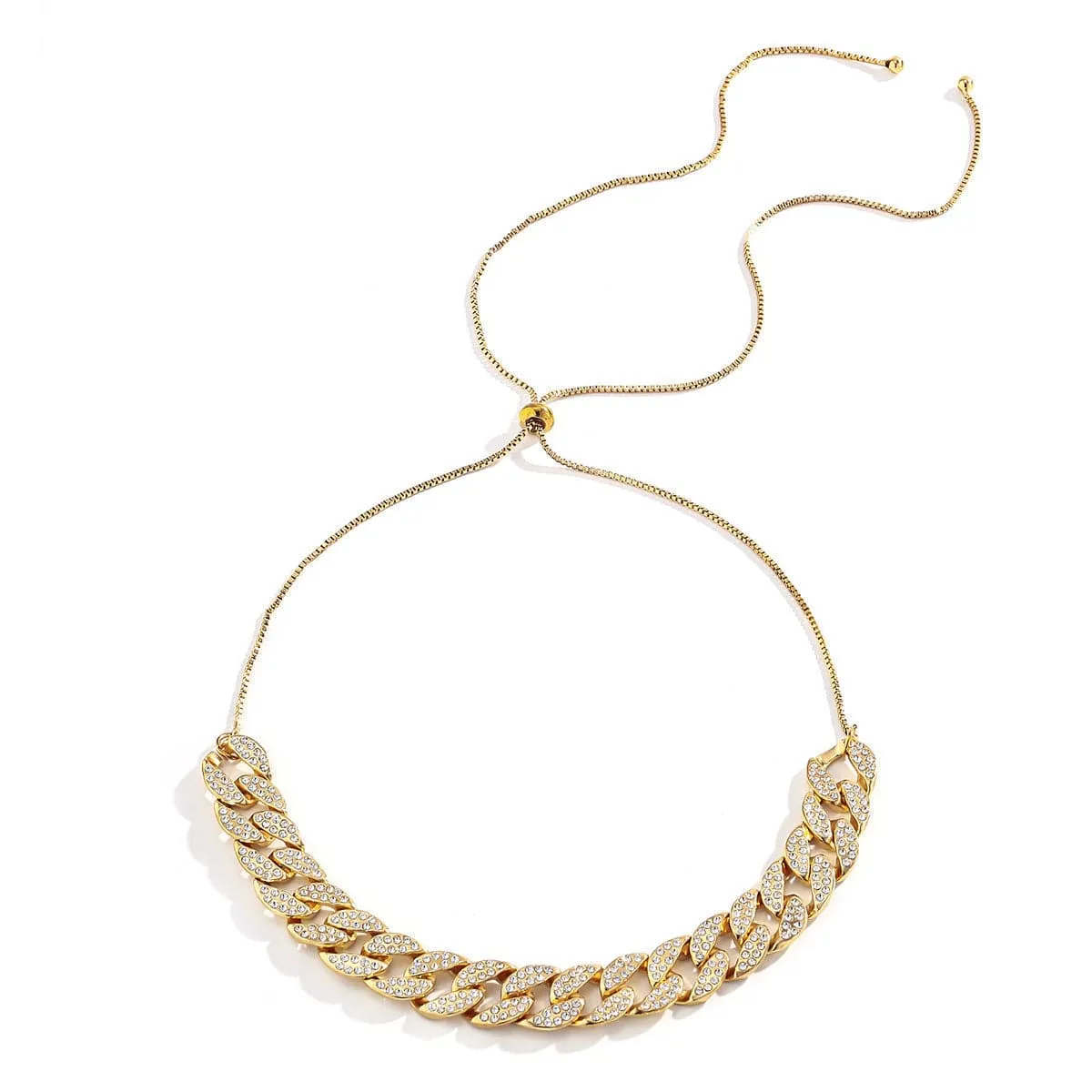 Cubic Zirconia & 18K Gold-Plated Figaro Link Statement Necklace