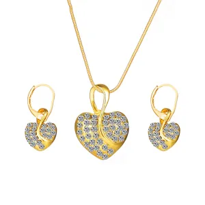 Cubic Zirconia & 18K Gold-Plated Heart Leverback Earrings Set