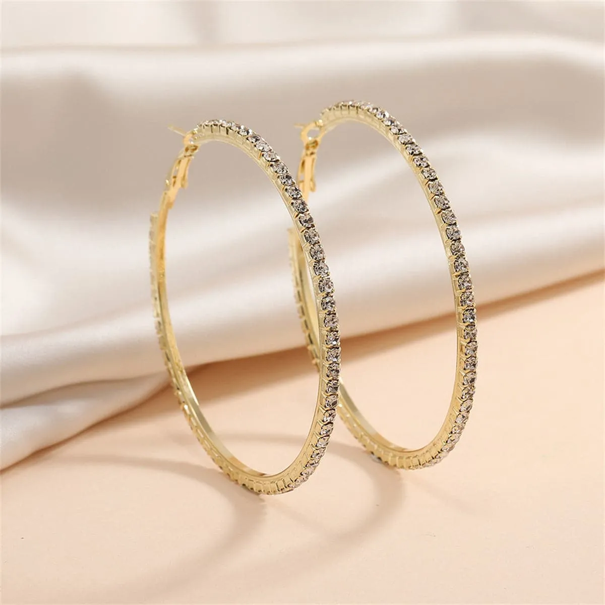 Cubic Zirconia & 18K Gold-Plated Hoop Earrings