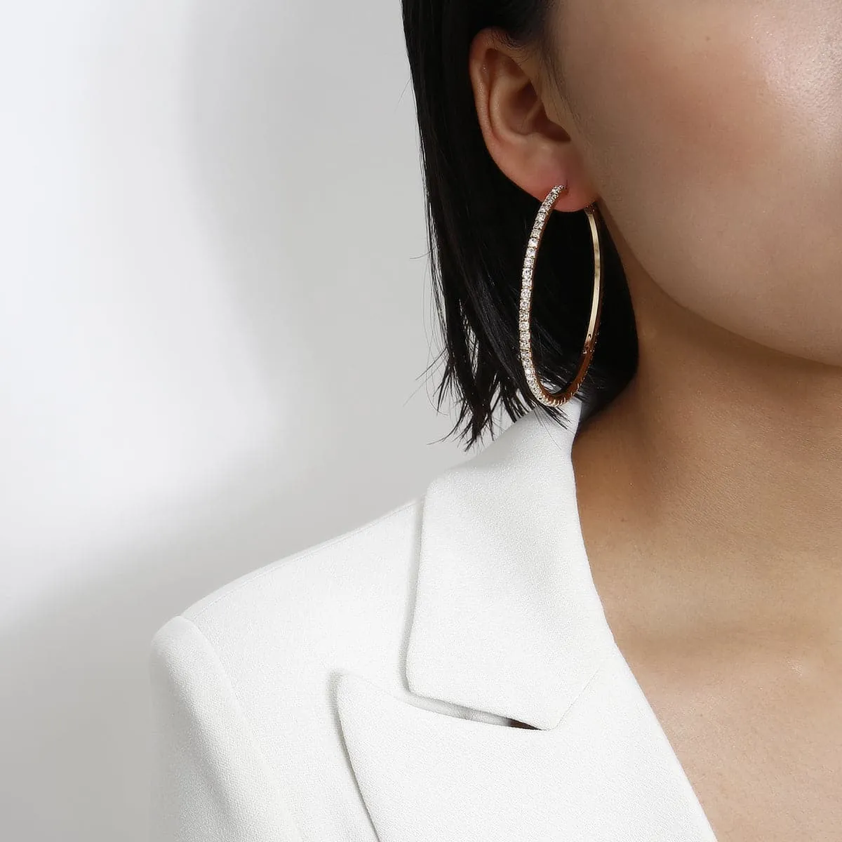 Cubic Zirconia & 18K Gold-Plated Hoop Earrings