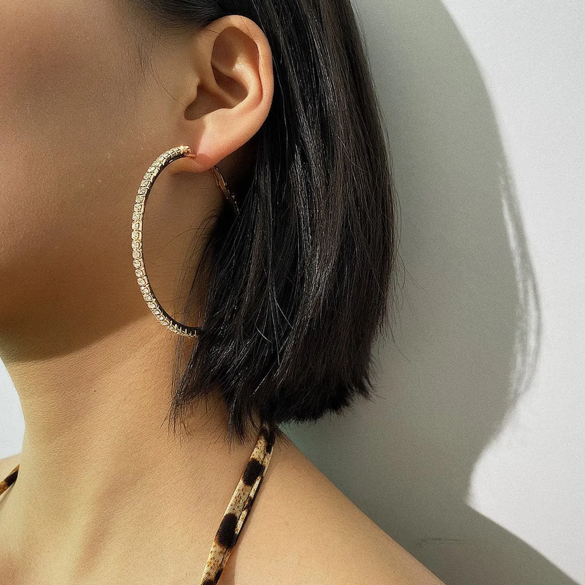 Cubic Zirconia & 18K Gold-Plated Hoop Earrings