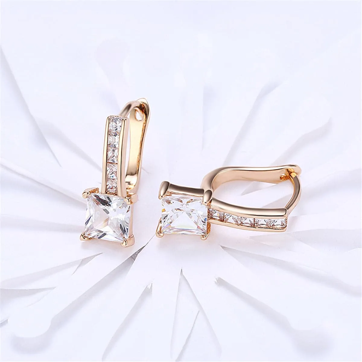 Cubic Zirconia & 18K Gold-Plated Huggie Earrings