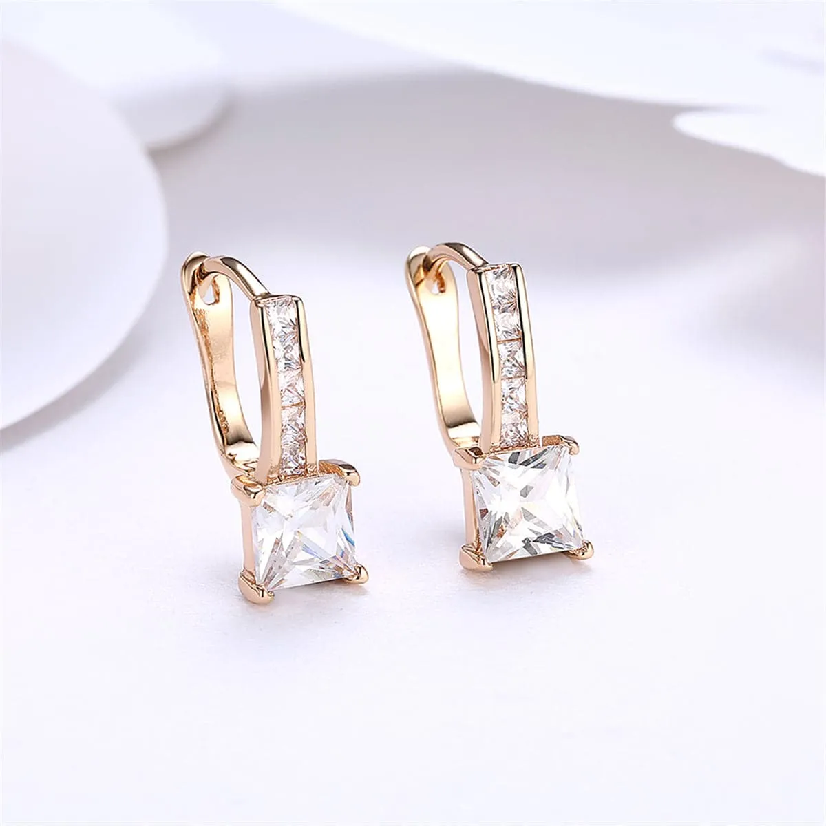 Cubic Zirconia & 18K Gold-Plated Huggie Earrings
