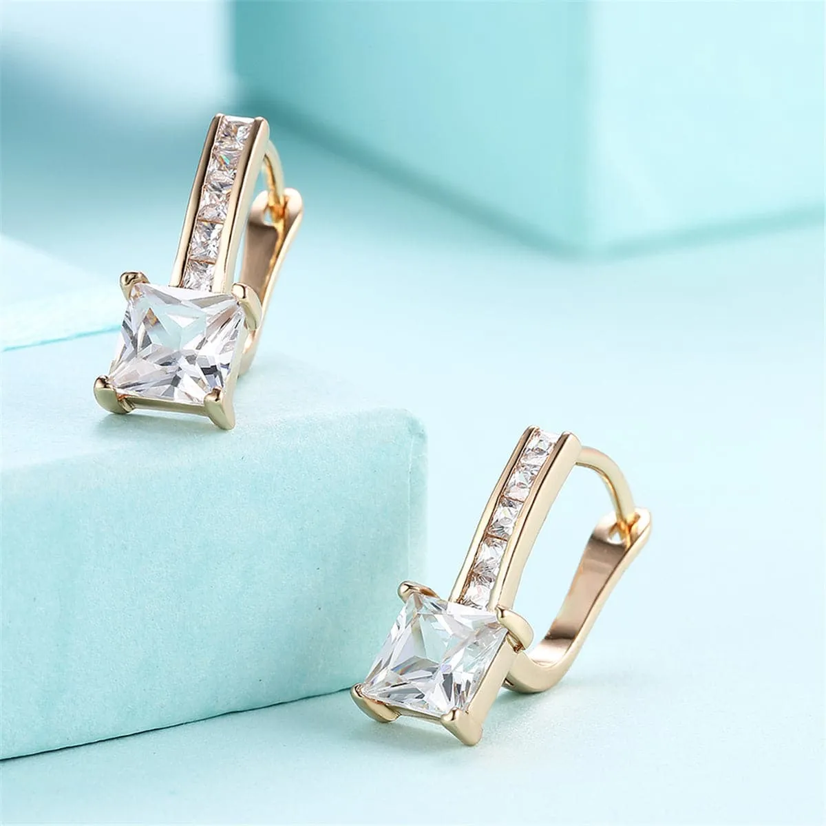 Cubic Zirconia & 18K Gold-Plated Huggie Earrings