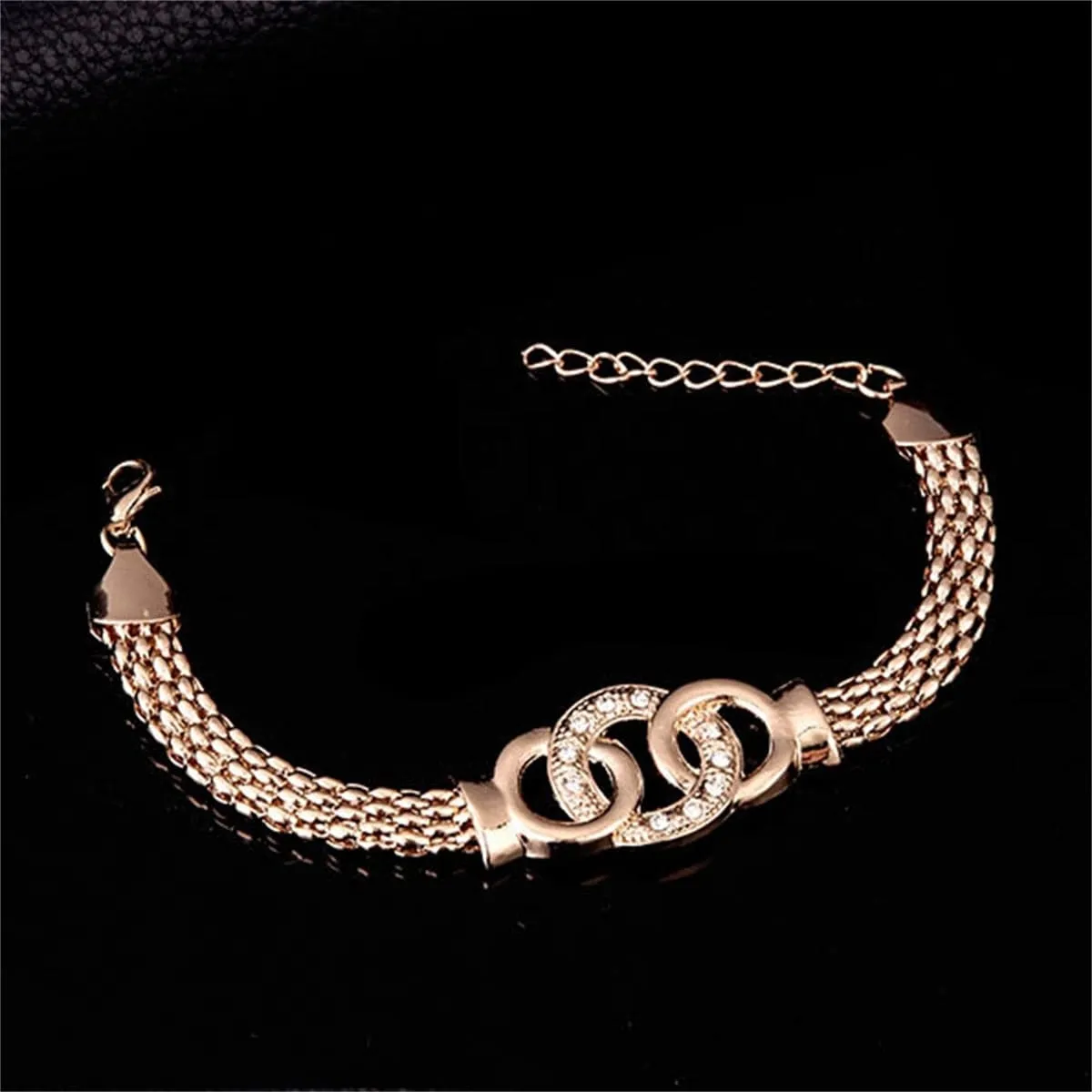 Cubic Zirconia & 18K Gold-Plated Interlocked Circle Statement Necklace Set