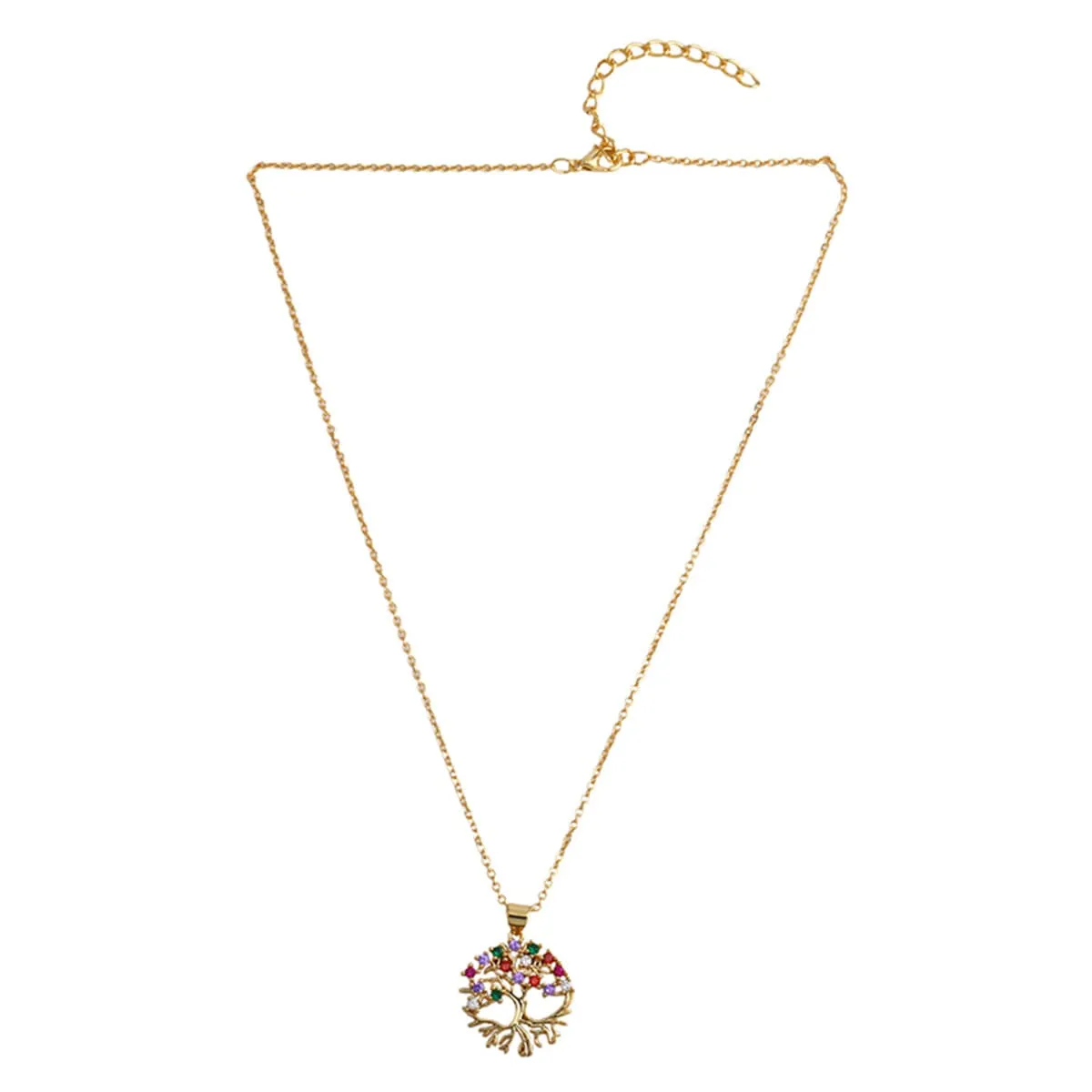 Cubic Zirconia & 18K Gold-Plated Openwork Tree Of Life Pendant Necklace