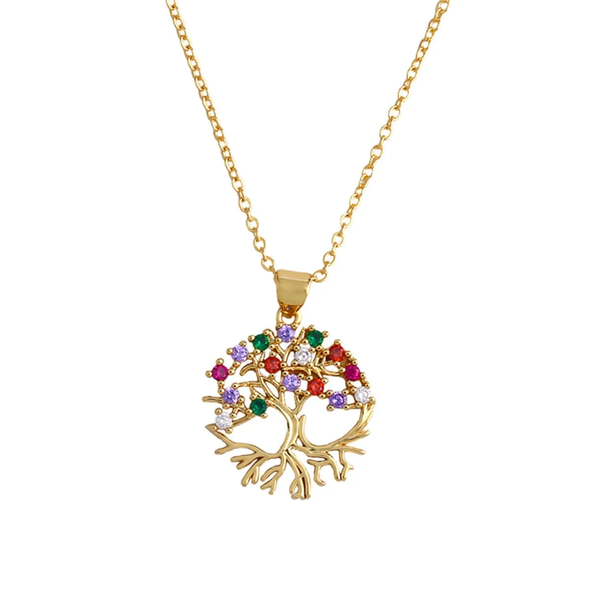 Cubic Zirconia & 18K Gold-Plated Openwork Tree Of Life Pendant Necklace